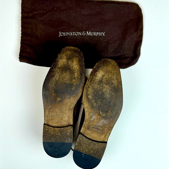 Johnston & Murphy | Woven Leather Brown | Men’s 9 M | Round Toe Oxfords - Picture 3 of 9